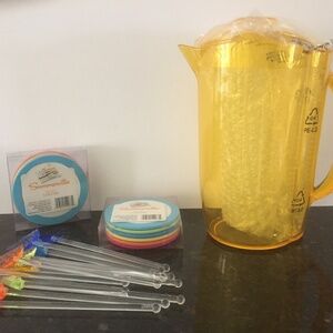 Prodyne Iced Infusion Pitcher/12 Summerville Coasters/12 Fruit Slice Drink Stirs